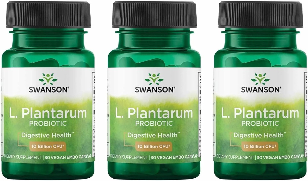 Swanson L. Plantarum - 促进肠胃平衡和肠道正常的消化补充剂 - 帮助减少排卵的自然公式 - (30 Vegie Capsules) 3 Pack