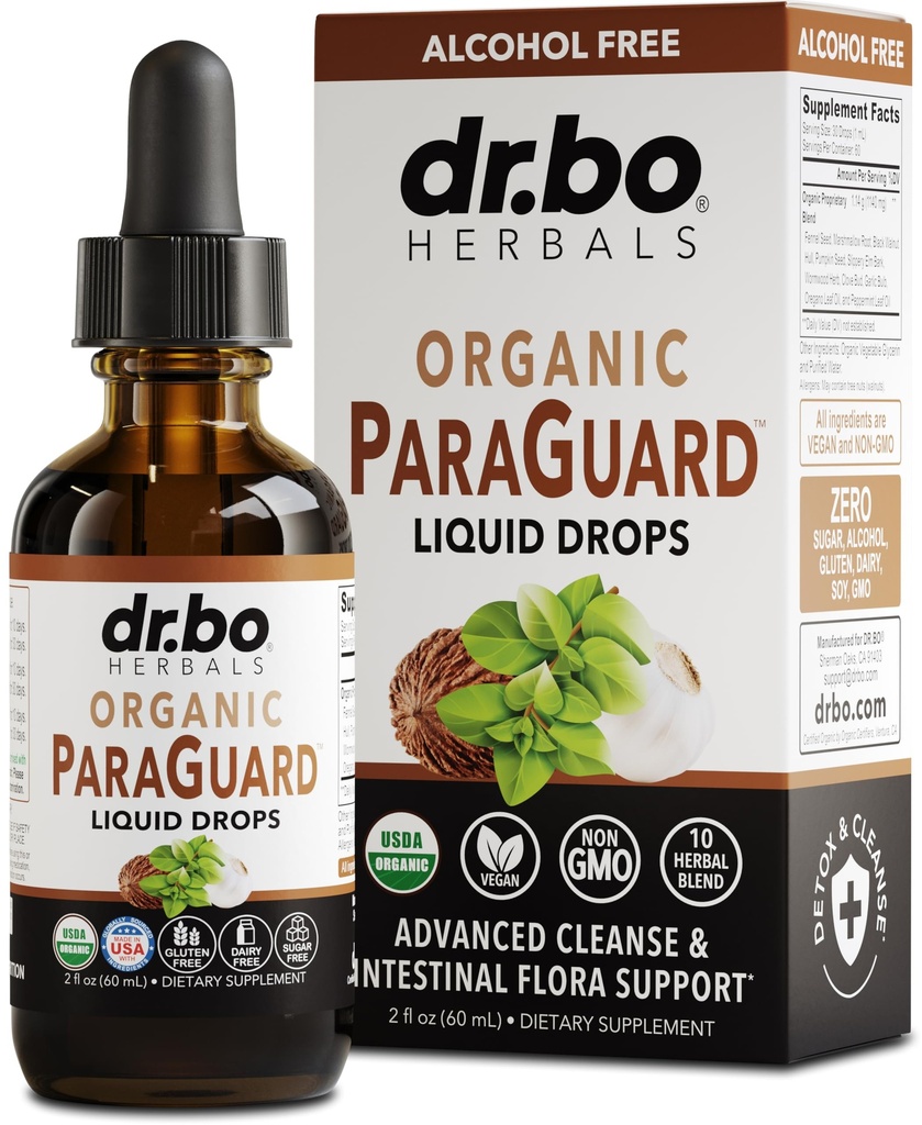 ParaGuard Cleanse 液态有机解毒剂 - 黑胡桃 Wormwood Clove & Oregano Tincture 人类的有机肠道卫护公式补充剂 - 天然草药肠道体 Gut Cleanser 2 oz