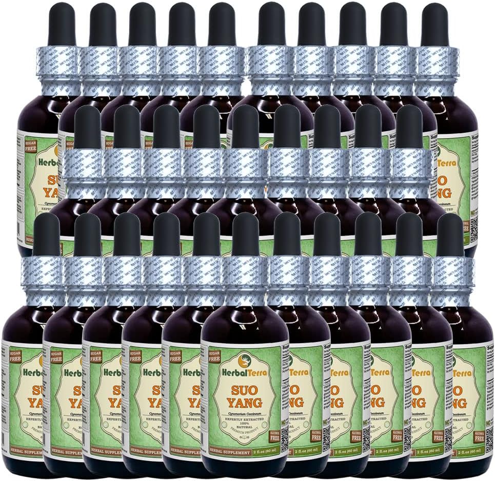 SUO Yang (Cynomorium coccineum) Glycerite, 干草无酒精液体提取(Brand name: Herbalterra, proudly made in USA) 30x2 f.oz (30x60 ml) (英语).