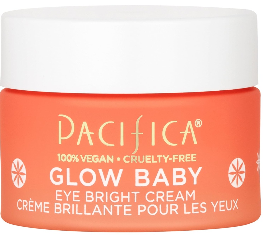 Pacifica Glow Baby Blighting Eye Cream – Vitamin C Under Eye Cream for Dark Circles & Puffness, Cafeine-Infused Eye Blightener for tired Eyes Fragrance-Free 0.5 oz 清洁维冈皮肤科医生测试