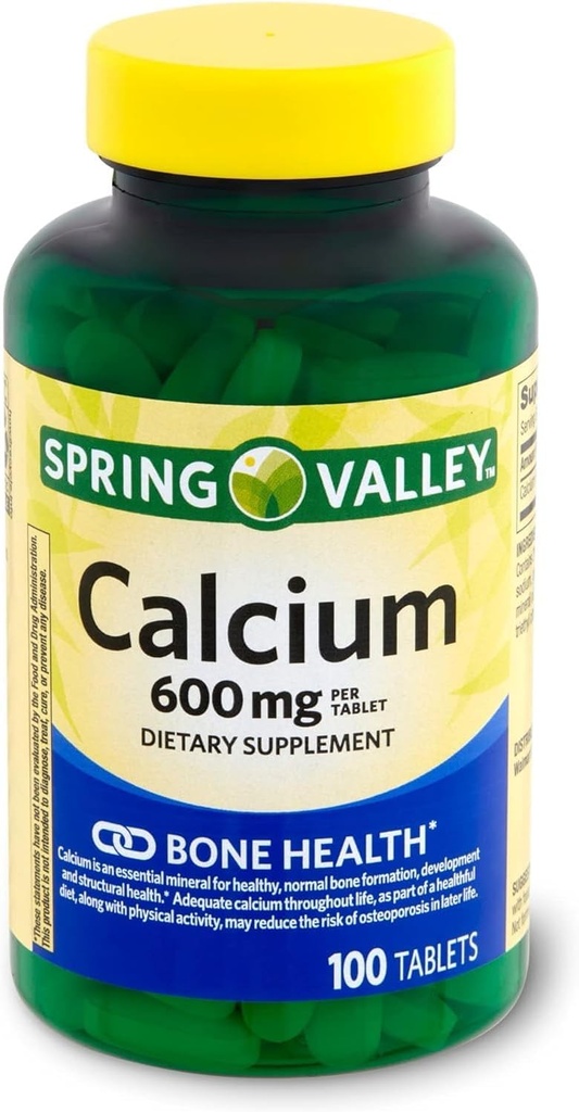 泉谷钙 600 mg, 平板食物补充剂, Bone Health, 100 count +