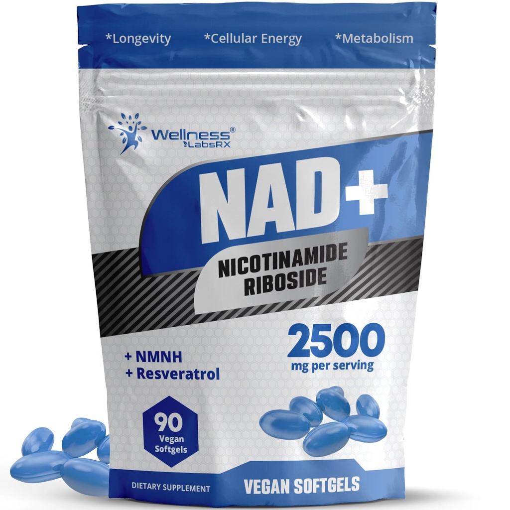 减低LABSRX Liposomal NAD+(英语:LABSRX Liposomal NAD+) 补充 -- -- 第三方测试的NAD Softgels Nicotinamide Riboside Reveveratrol -- -- 2500mg Liposomal NAD 妇女补充 -- -- 长寿支助 -- -- 在美国制作