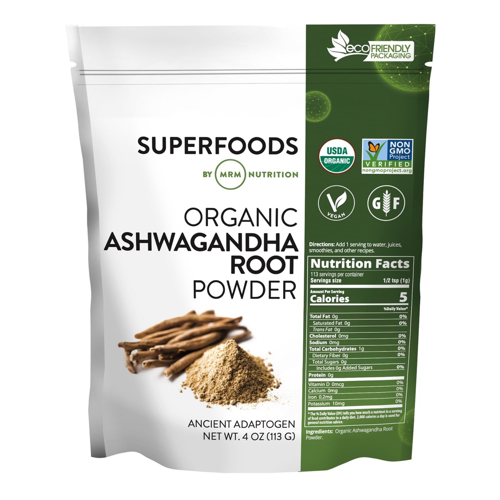 MRM 营养有机 Ashwagandha 根粉 超级食品 古代适配体 抗氧化剂 维冈 + Gluten-free → 113 服务