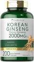 Carlyle Korean Ginseng 提取卡普苏莱斯 2000 mg → 200 Capsu莱斯 → 非GMO 和 Gluten 自由公式 → 标准化的Panax Ginseng 补编