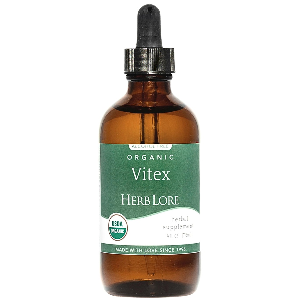 Herb Lore Vitex Tincture - USDA 女性有机香草莓提取补充 - 无酒精香草树补充 - Vegan Drops 4 Fl Oz
