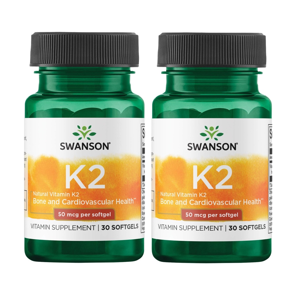 Swanson Natural Vitamin K2(来自Natto的Menaquinone-7) 50 mcg 30 Sgel(2包)
