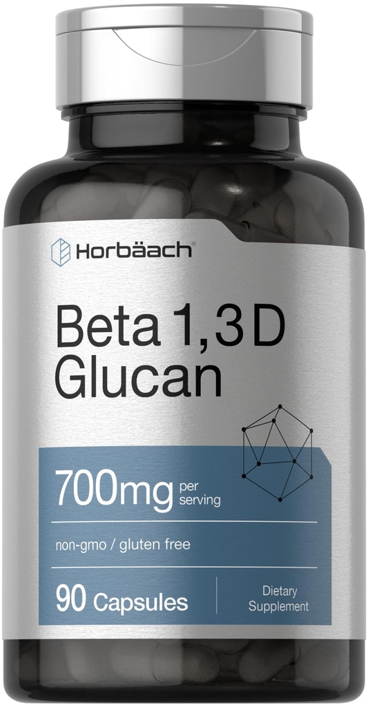 Horbäach Beta Glucan 1 3D 700 mg → 90 Capsules → Beta 1,3,1,6 D Glucan → Non-GMO, Gluten Free Supplement