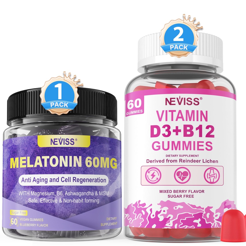 NEVISS 梅拉托宁,维生素D3 +维生素B12 Gummys