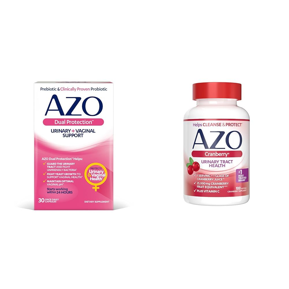 AZO 双保护 + Urinary + 阴道支持 + + 预生+ 临床证明 女性亲生 + 24小时内开始工作 + 非GMO + 30 Counter & Cranberry Urinary Tract 健康补充