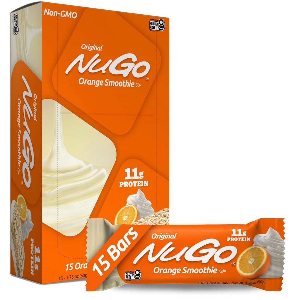 NuGo蛋白条,橙色滑块,11g蛋白,Gluten Free, 15 Counter