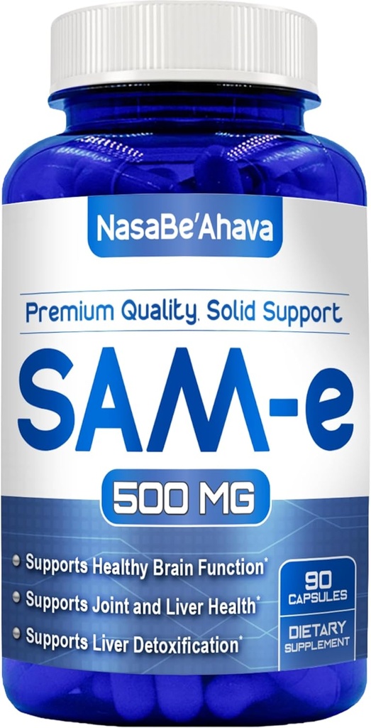 SAM-E 补编 500mg → 易吸收 S-Adenosyl-L-Methionine SAM-e 500mg 用于 Bone 和 Mood 支持补编 → 在美国非GMO和Gluten Free(90天供应)中制作