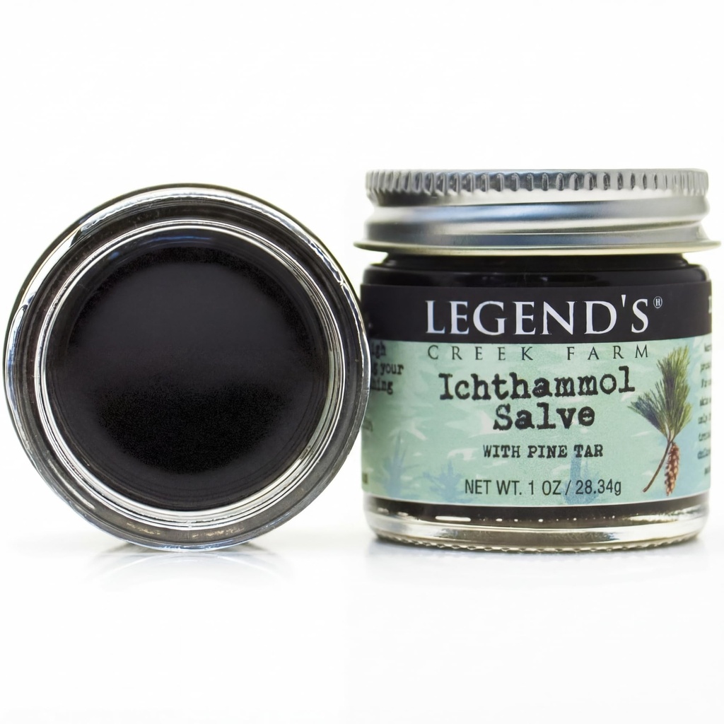 传说中的克里克农场草药盐 - 用20%的Ichthammol 绘图盐膏疗伤 - Stings, & Splinters - 1 oz - 手制在美国(Ichthammol Pine Tar)