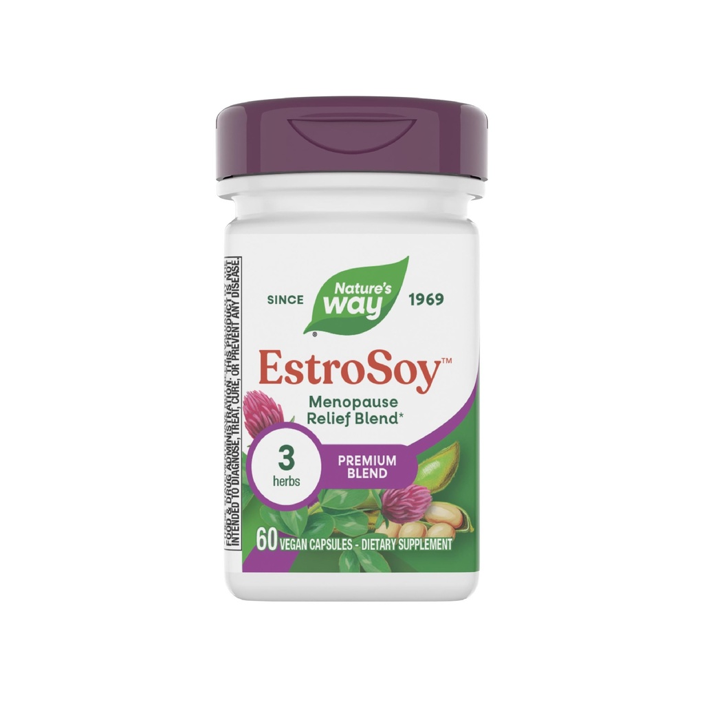 自然之道 EstroSoy, Menopause Relief Blend *, 帮助Relieve Menopausal Symptoms *, 黑科霍什,红克洛弗, 和发酵大豆, 60维根卡普苏莱斯