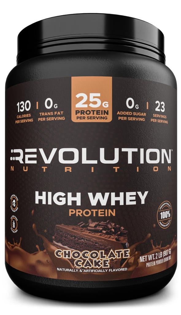 革命营养,High Whey,蛋白粉2LB,Whey Isolate,Gluten Free, Lean Muscle Mass for Men & Women, 25g of Protein Per Scoop, 908g, 24 services (焦油蛋糕, 2英镑) 革命营养,High Whei,Protein Power 2LB, Whey Isolate, Gluten Free, Lean Muscle Mass for Men & Women, 25g of Protein Per Scoop, 908g, 24 services (Colate Cake, 2英镑)