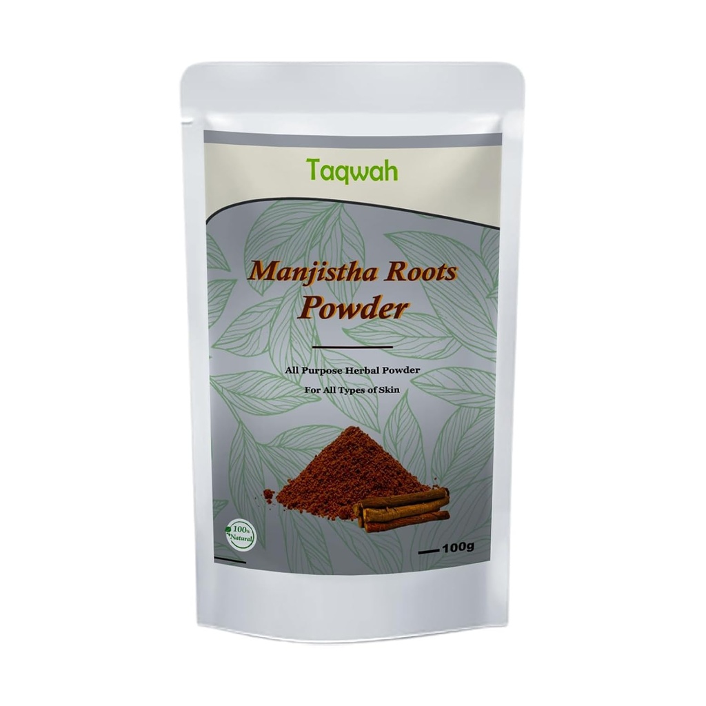 Manjissha 粉末- Rubia Cordifolia 用于面部、头发和皮肤护理 + 清洁和净化, 光滑皮肤 → 用作面罩, 脱脂 scrub( 100g)