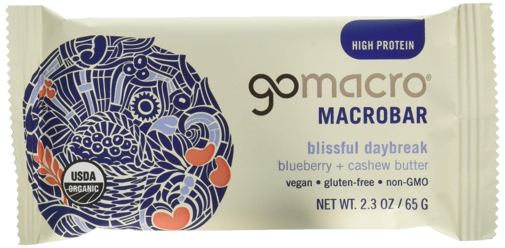 GoMacro Macrobar 有机维冈蛋白棒-蓝莓+腰果奶油(2.3 Ounce Bars(12包))