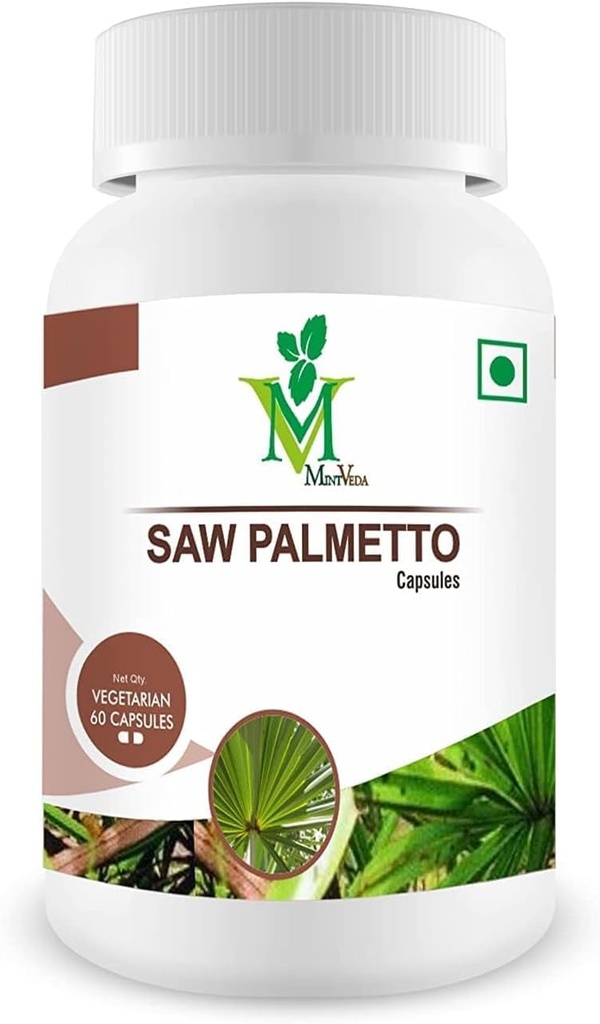 Saw Palmetto Capsules 800mg 毛发生长饮食补充 支持前列腺健康与尿道健康良好与自然 - 60 Veg Capsules