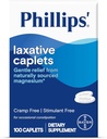 Phillips的Laxative Caplets,配有天然来源的镁补充剂,用于缓解偶发便秘、Cramp和兴奋剂的免费Laxatives,100 Caplets