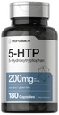 Horbäach 5HTP 200mg 补充 | 180 Capsules | 5 Hydroxytryptophan | Griffonia Simplicifolia | 超强 | 非GMO, Gluten Free