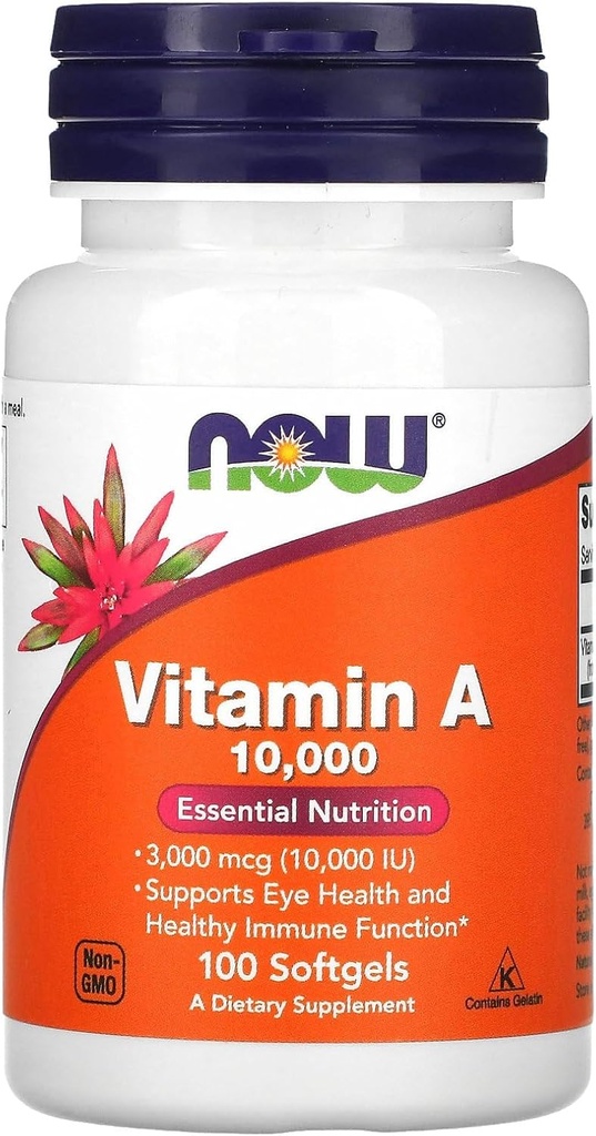 现在食品维生素A 10,000 IU 100 Sgels
