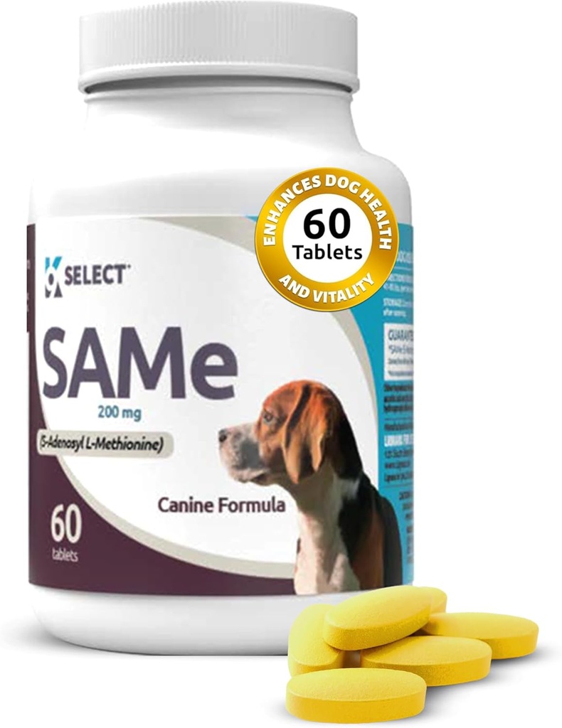 K9 中大成年狗选择 SAM-e, 60 片, 200 mg 活性 S-Adenosyl L- Methionine, 狗