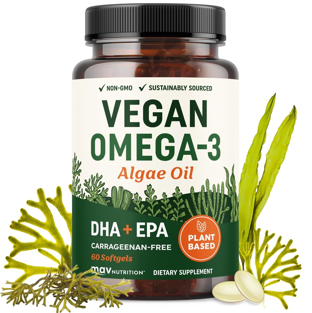 Vegan Omega 3藻油 3藻油 3藻油 3藻油 3藻油 3 补充 + 6 软胶 Capsules