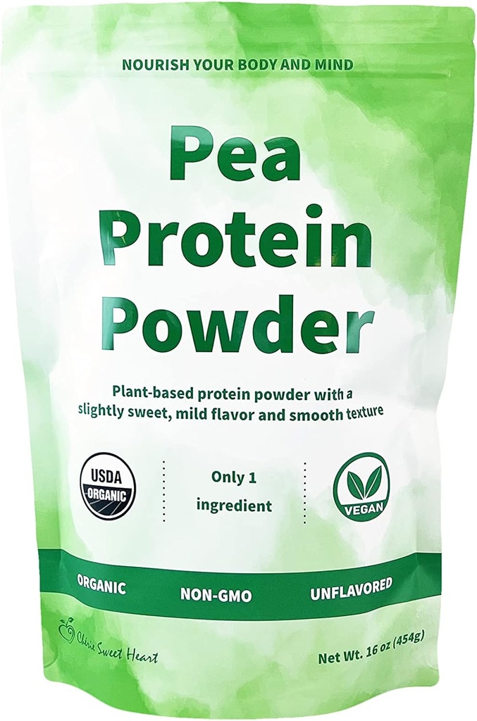 切里甜心有机豆蛋白粉 1磅,100%非GMO,无乳品,Keto-Friendly,Gluten-Free,Soy-Free,植物蛋白