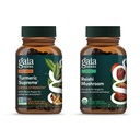 Gaia Herbs Turmeric 最高超强力 - 60 Vegan Liquid Phyto-Capsules & Reishi Mushroom - 免疫系统与支持心脏健康 - 40 Vegan Liquid Phyto-Capsules (2 Pack)