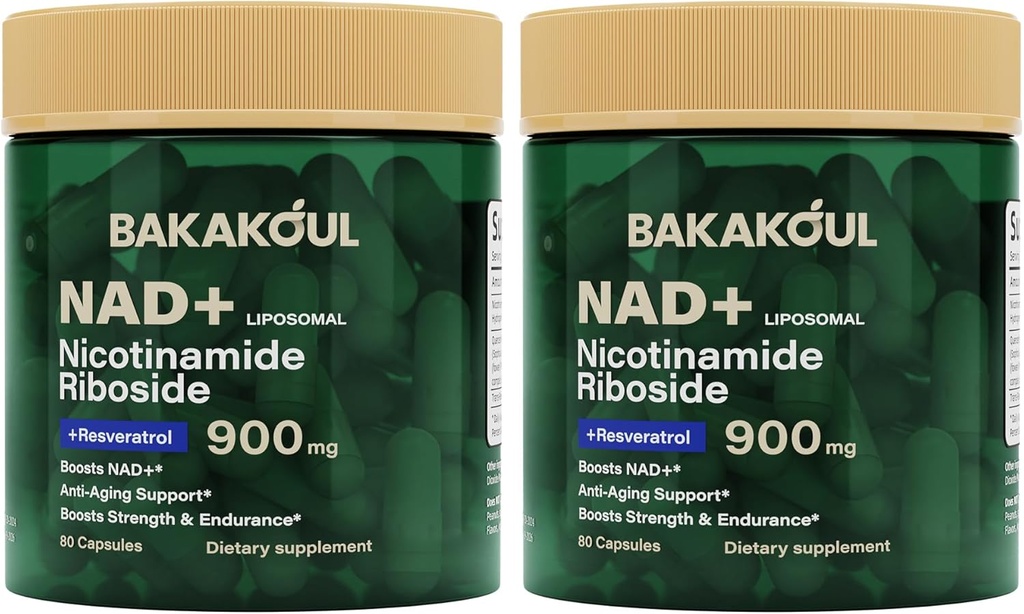 NAD 补编 - Liposomal Nicotinamide Riboside,Resveratrol,Quercetin,NAD Nicotinamide Riboside Resveratrol 900mg,NAD+ 80卡普尔2包男女补编