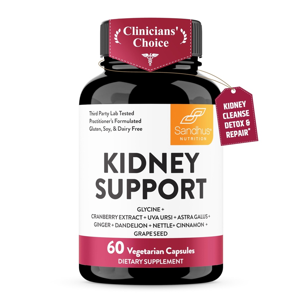 Sandhu's Kedney Cleanse Detox & Reference Support Supplies for Men and Women 配有 Cranberry 提取器 帮助支持Kedney & Urinary Tract 健康 60 蔬菜卡普尔(一包)