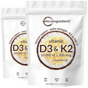 2 Pack Vitamin D3 1000 iu Plus K2(MK-7) 200 mcg,300 Virgin Coconut Oil Softgels → 2 in 1 Vitamins D & K Complex → 支持钙吸收,骨头,Immune, & Heart Health – 容易吞咽