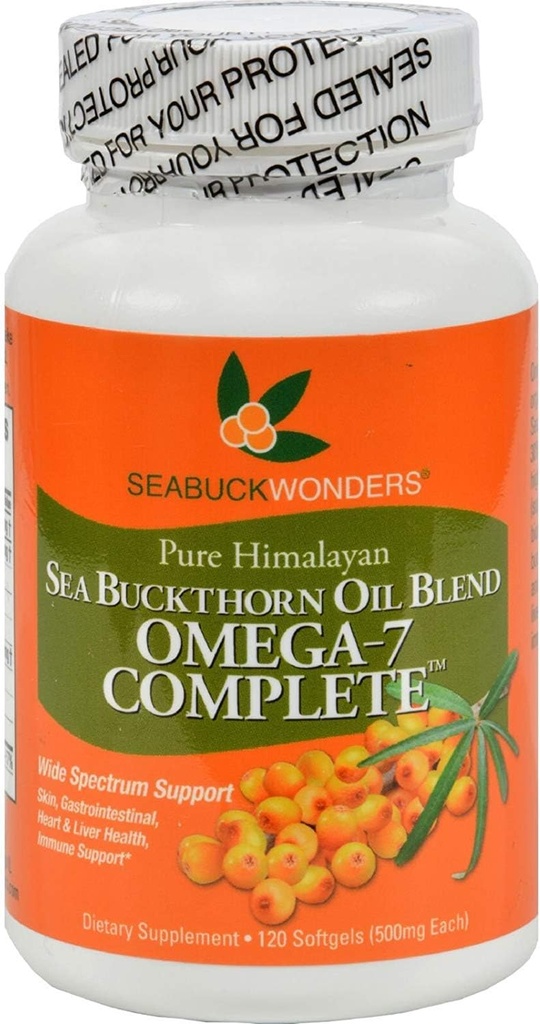 Seabuck Wonders Sea Buckthorn Oil Blend - 500 mg - Omega 7 完成 - Natural - Gluten Free - 120 软胶(包2)