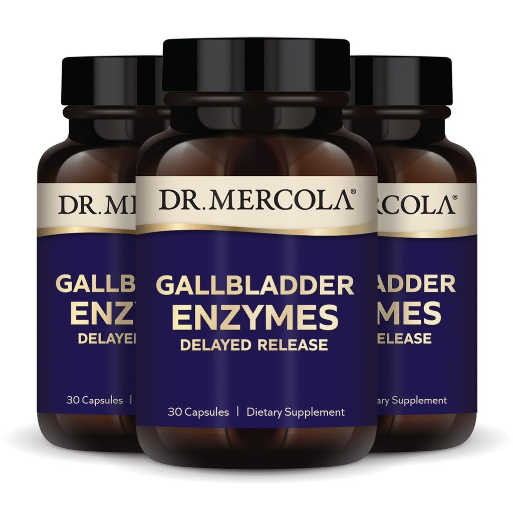Mercola Gallbladder Enzymes博士 - Gallbladder 和 消化性健康支持 - 包括胰腺蛋白, Amylase & Lipase - 非GMO, Gluten-free & Soy-free - 90 延迟释放 Capsules (90 services)
