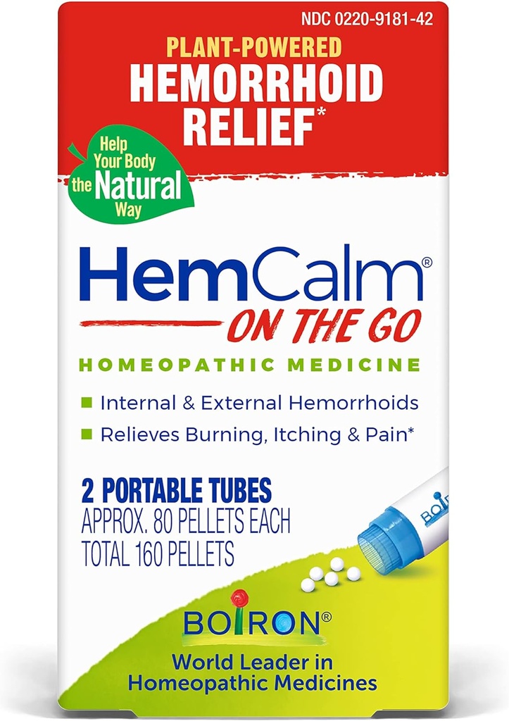 Boiron HemCalm 关于治疗疼痛、痒痛、饥饿或不适的出血所需的旅行 -- -- 2个伯爵(160个佩莱)