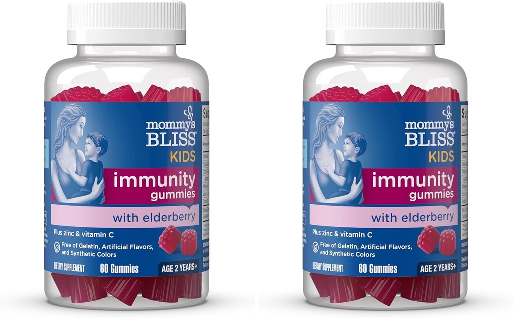 (原始内容存档于2018-03-21) (英语). Mommy's Bliss Kids Melderberry Gummy, 支持黑老莓, Zinc & Vitamin C, Gluten Free & Vegan, Age 2 Years + (60 Counter) (Pack of 2).