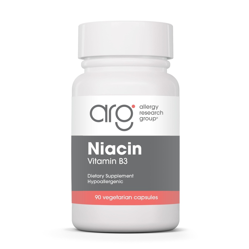 过敏研究组 Niacin 补充 - 男女维生素B3 Niacin 配有Flush, Nicotinic Acid, NAD, 250mg 蔬菜 Capsules - 90 Counter