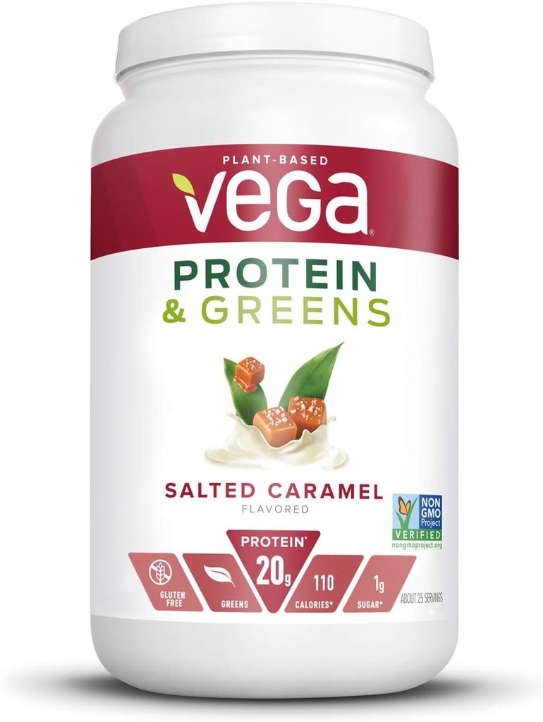 Vega蛋白与绿素,盐焦糖,Vegan蛋白粉,20g植物基蛋白,低卡布,Keto,乳制品自由,Gluten Free,非转基因生物, Pea蛋白为男女,1.7英镑(25人服务)