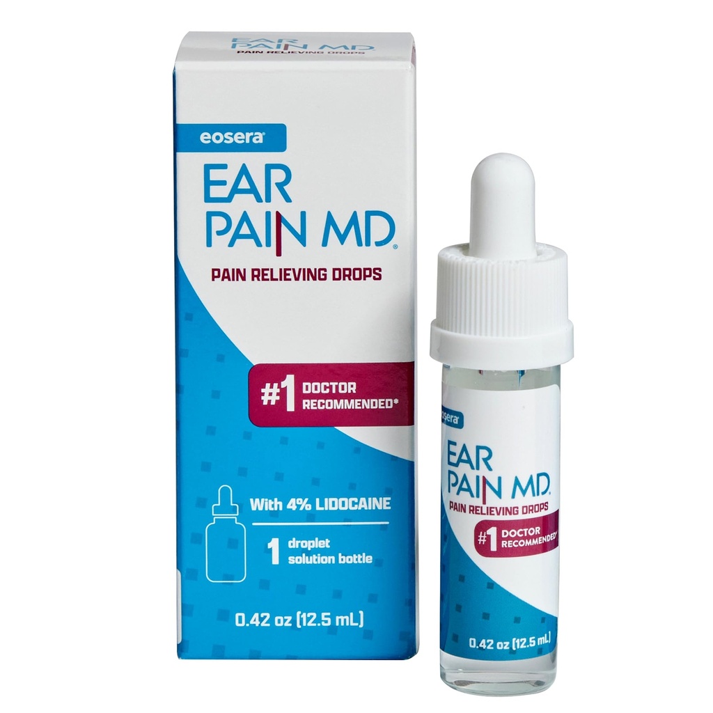 Eosera Ear Pain MD® - 4% Lidocaine Ear drops for highly pain relief - 快速行动,成人和儿童的Numbing Earache治疗(12.5毫升)