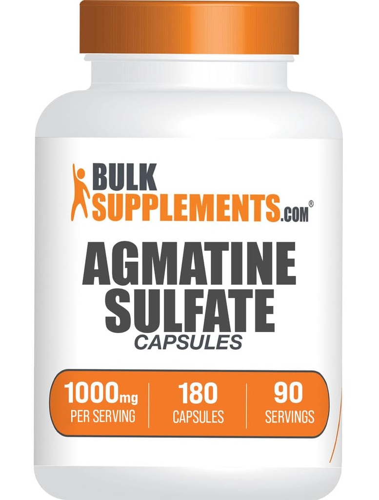Bulk Asmatine Sulfate Capsules - Nitric Oxide Supplements - Agmatine Supplements - Gluten Free, 2 Capsules per service, 180 counts (Pack of 1) (英语).