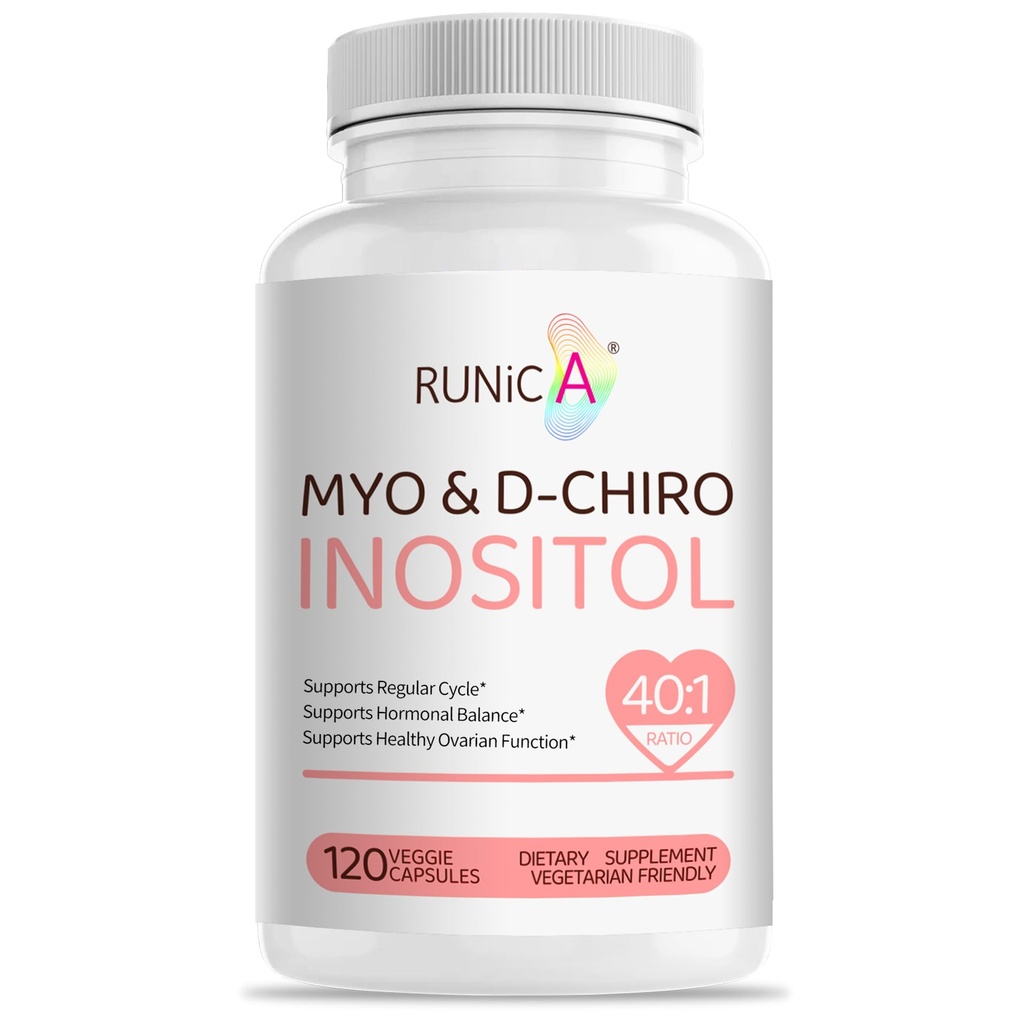 Myo-Inositol & D-Chiro Inositol 妇女补充金 -- -- 理想40:1 比率 -- -- 支持Hormone平衡和生育与Ovarian 健康 -- -- Vegan粉末卡普尔 -- -- 120卡普尔30天供应