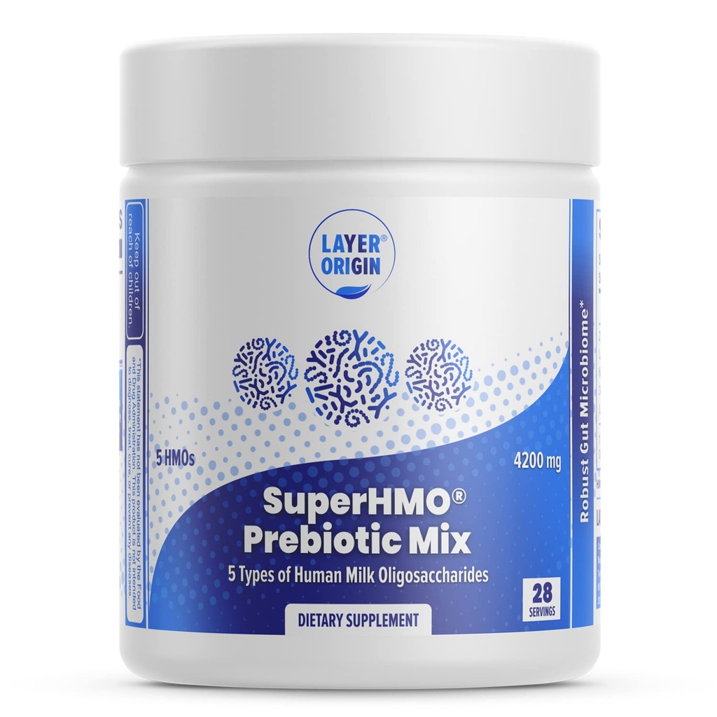 地层起源 SuperHMO Prebiotic 混合 5-HMO Prebiotic Fiber for Gut, Digestion, Brain Health - Powder, 28 services (英语).