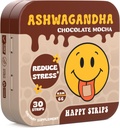 快乐的条纹 有机 Ashwagandha KSM 66 & GABA 抗压、镇静、睡眠 - 快动作和快速溶解、巧克力摩查火焰、有机、维冈、无糖 - 30个计数