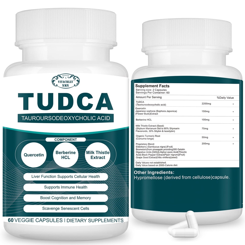 2200MG TUDCA 补编 - Bile Salts 复合体,用于肝脏解毒和清洁,Gallbladder cleanse,消化性健康 60 Capsules