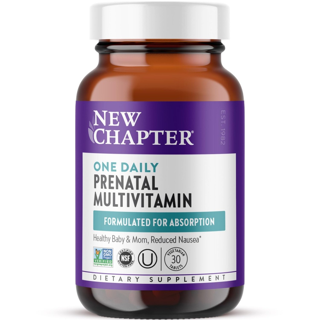 新章节 产前维生素 每日一次 产前多维生素 含有甲基folate + Choline for Health Mom & Baby, Gluten Free & Non-GMO, 30 Counter