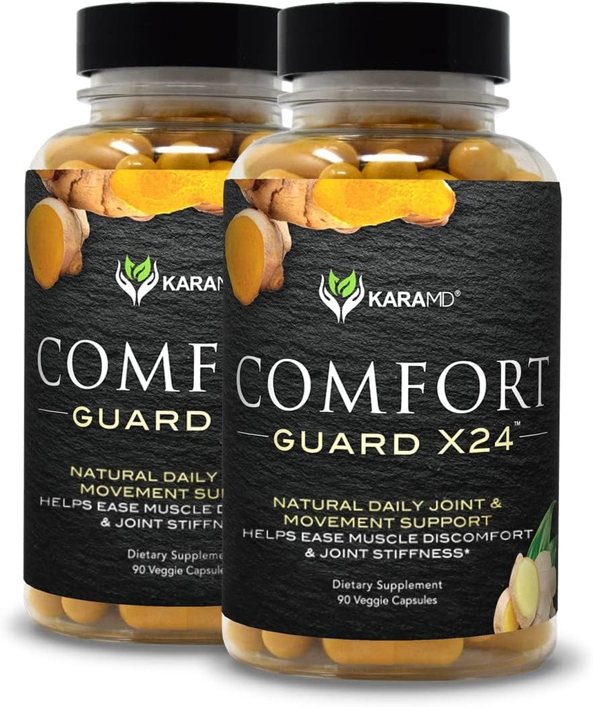 KARAMD 舒适卫士 X24 QQ 联合与移动支持补编 QQ Turmeric Curcumin, Boswellia & Ginger QQ 易感肌肉紊乱与联合 Stiffness QQ Non-GMO, Gluten Free & Vegan Friendly (2 Pack)