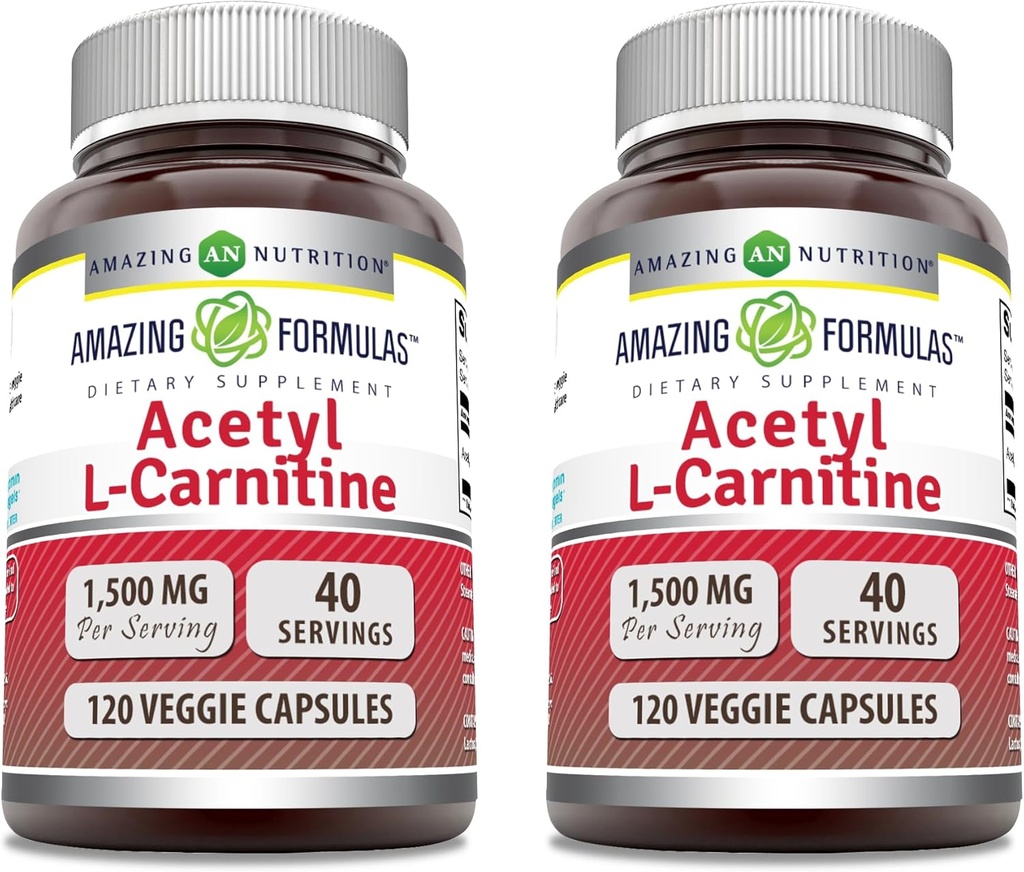 美国制造的Acetyl L-Carnitine 1500 Mg Per Servicting Veggie Capsules Supplement – Non-GMO – Gluten Free – 适合蔬菜(120个计数) – 包装2