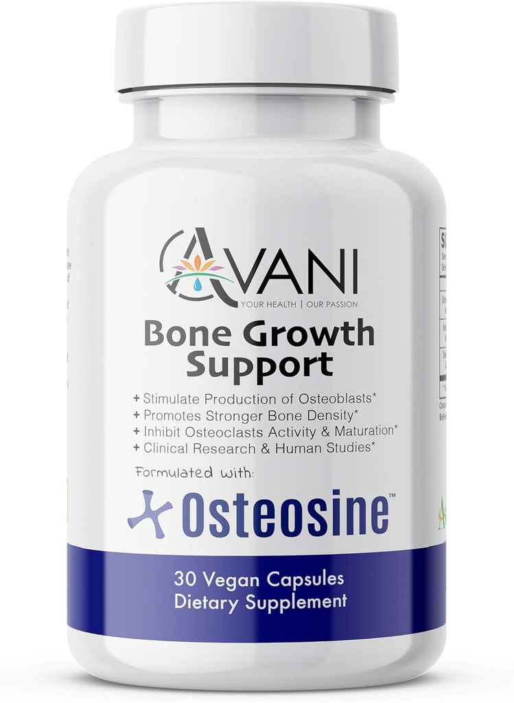Avani Health - Osteosine Bone 生长支持 - 提高骨钙水平和骨强力 - 增强对BioPerine和AstraGin的吸收 - Gluten Free Bone 补充 - 30 Vegan Capsules