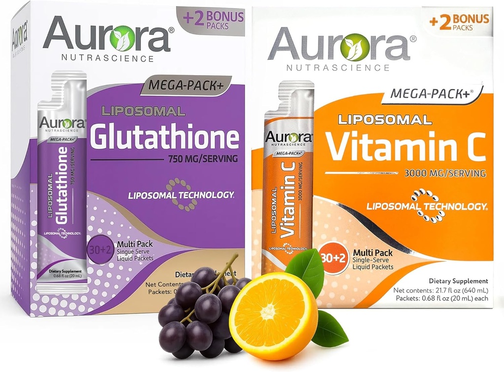 维达生命科学 Aurora Ntrascience Mega Vitamin C & Glutathione Bundle, 64 Packets | Immune & 抗氧化剂支持