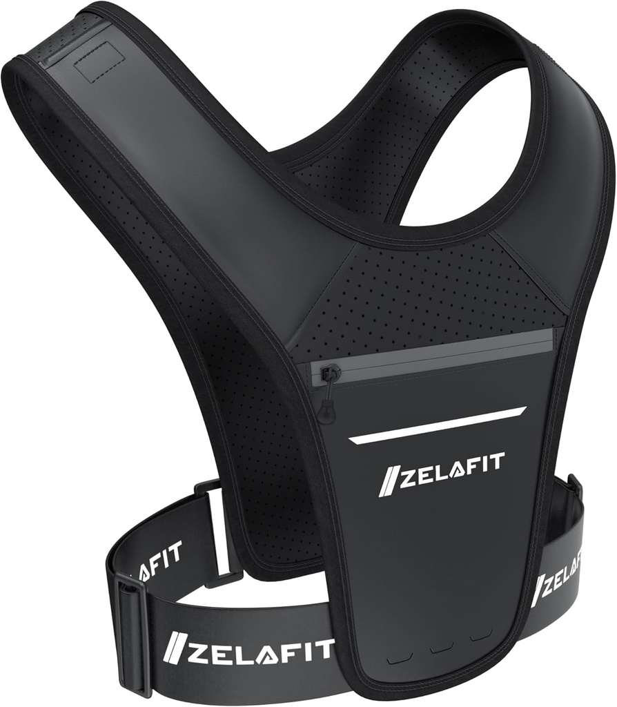 ZelaFitTM 运行 Vest for Women & Men 运行手机控件 — 适合运行 Gear, 运行附属设备, 运行基本内容 — 轻量级 Chest Rig Phone Holder for Running (Black)
