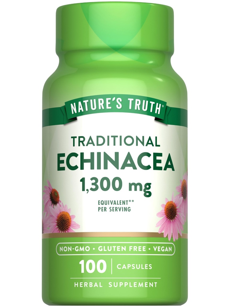 大自然的真理 Echinacea 提取 Capsules | 1300mg | 100 伯爵 | Non-GMO & Gluten Free
